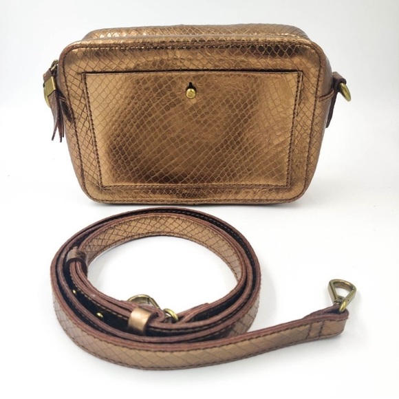 Madewell Bronze Metallic Snake Embossed Leather  Edition Transport Camera Bag - Picture 6 of 11